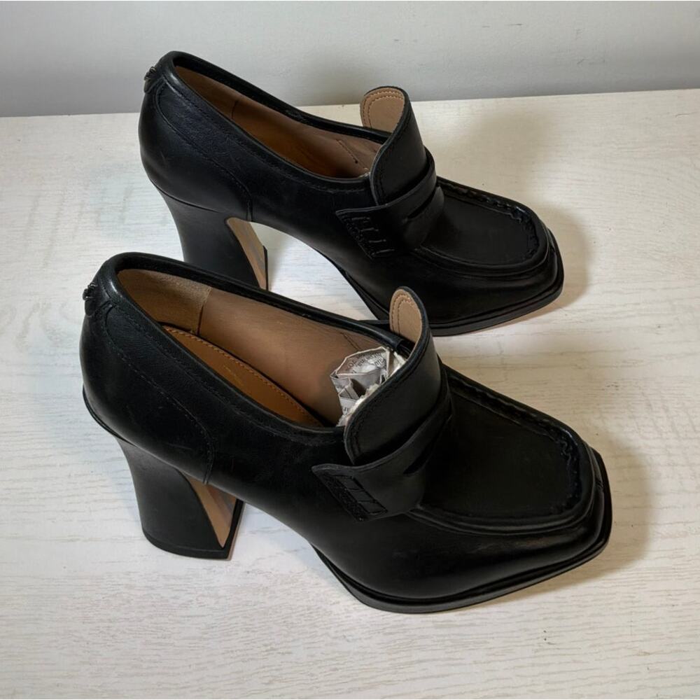 Sam Edelman Jeanette Block Hell Loafer Pump in Black Leather sz 5.5 - Picture 4 of 6